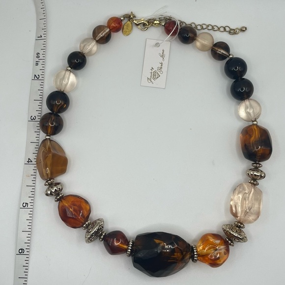 Park Lane Statement Beaded Necklace – Amber & Tortoise Tones - Picture 3 of 3